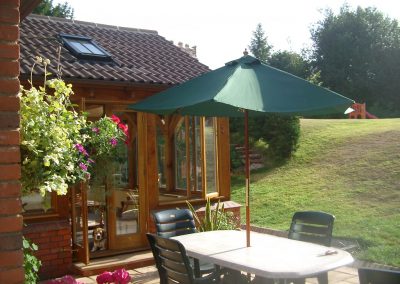 a wooden conservatory