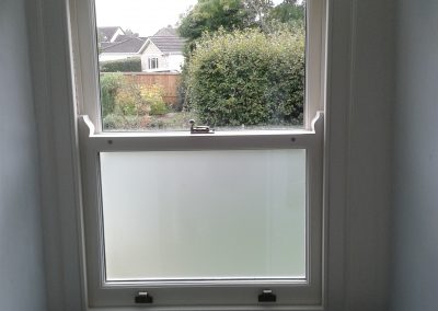 sash window with satin glass