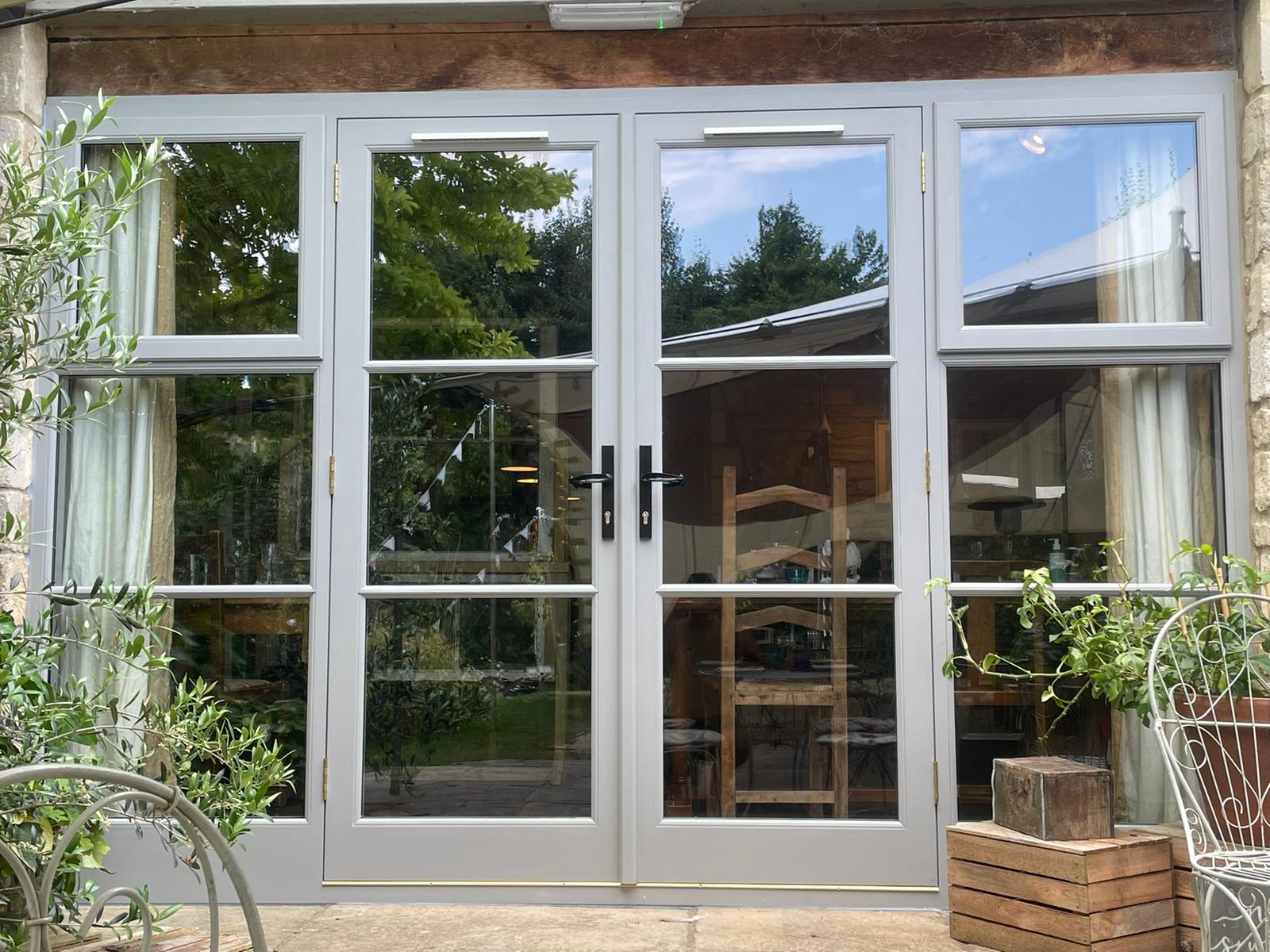 Timber pair of doors with sidelights
